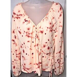 Large Front Tie blouse Business Casual Women Flowy Top Long Sleeve Floral Chic